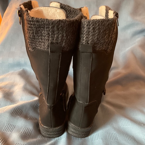 Rice Maker Women’s Zip Lace Boots Black Sz 41 (8) Faux Suede Knit Detail - Picture 5 of 11